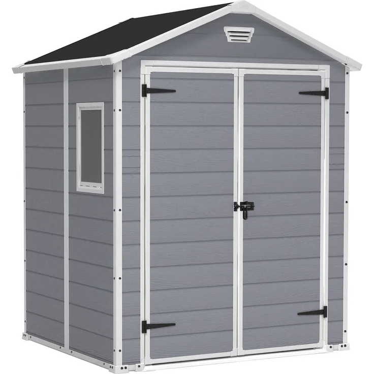 Dmora Gartenhaus Cranbrook, Gartenhütte, Gartenhaus, Werkzeugschuppen, 185x152 h226 cm, Grau