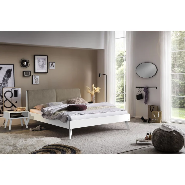 Hasena Polsterbett Simone Weiß, gepolstertes Kopfteil 160x200 cm, Komforthöhe 25 cm MDF weiss deckend – Trento – Bild 2