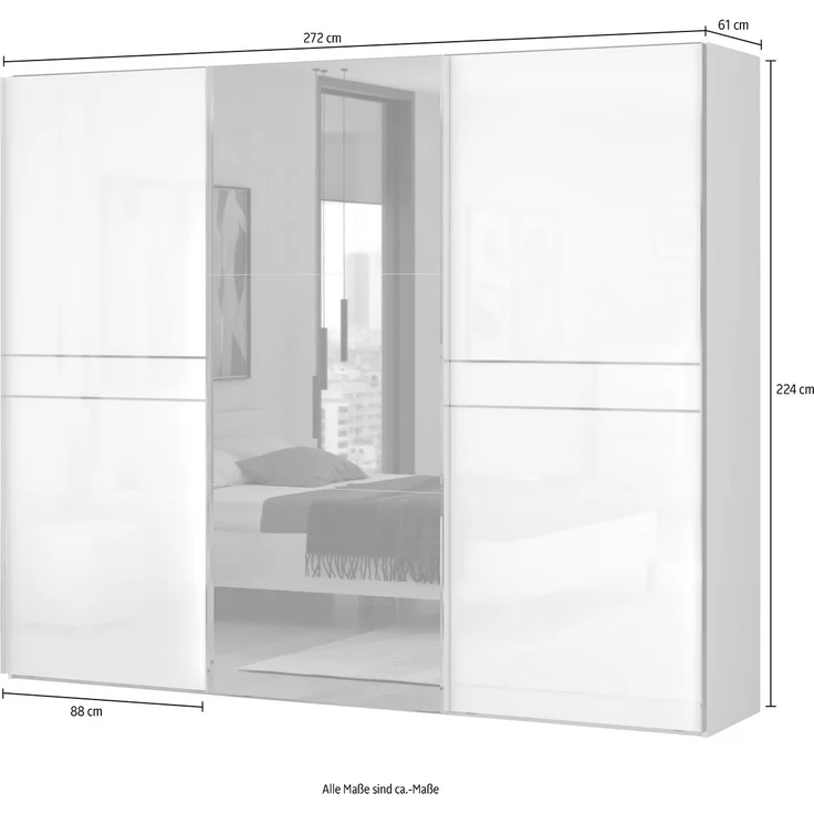 Places of Style Schwebetürenschrank Piano UV lackiert, hochglänzend, mit Soft-Close Funktion, Spiegelschrank – Bild 3