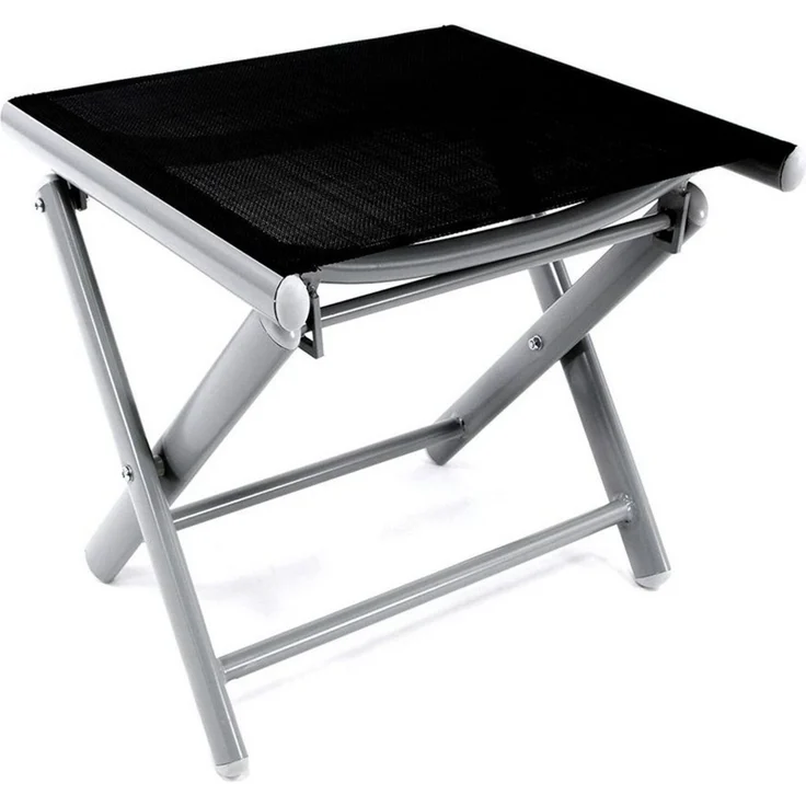 Mojawo Garten Klapphocker / Fußhocker, Metall silbergrau / Textilen schwarz, 48 x 43 x 40 cm – Bild 1
