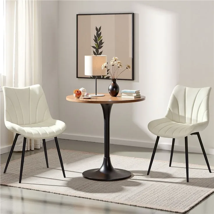 Yaheetech Esszimmerstuhl Gepolsterte Küchenstühle mit Metallbeinen (2 St), 2er-Set Beistellstühle mit Vertikal Gestepptem Design