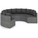 vidaXL 6-tlg. Garten-Sofagarnitur mit Auflagen Poly Rattan Grau 3064895