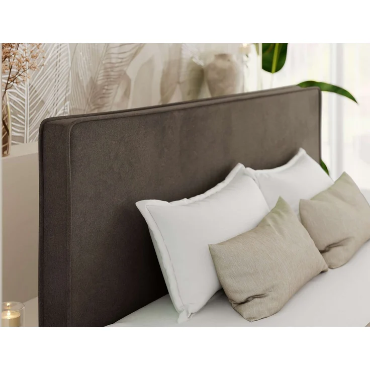 Design Polsterbett LUMARO CLASSIC 200x200 cm mit Lattenrost & 12cm hohen Füßen, Doppelbett mit Kopfteil, Konfigurierbar, Pocket Matratze - Braun Velvet - VIRE LUX – Bild 3