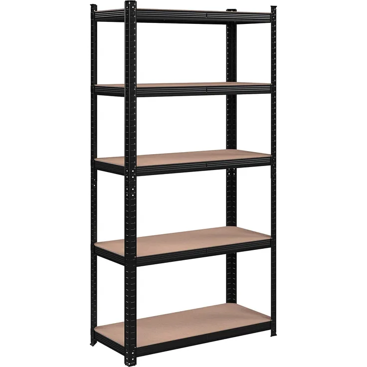Songmics Lagerregal mit 5 Regalböden, 180 x 90 x 40cm, bis 875 kg belastbar (175 kg pro Ablage), Schwerlastregal mit verstellbaren Ablagen, verstärktes Stahlgestell, Schwarz