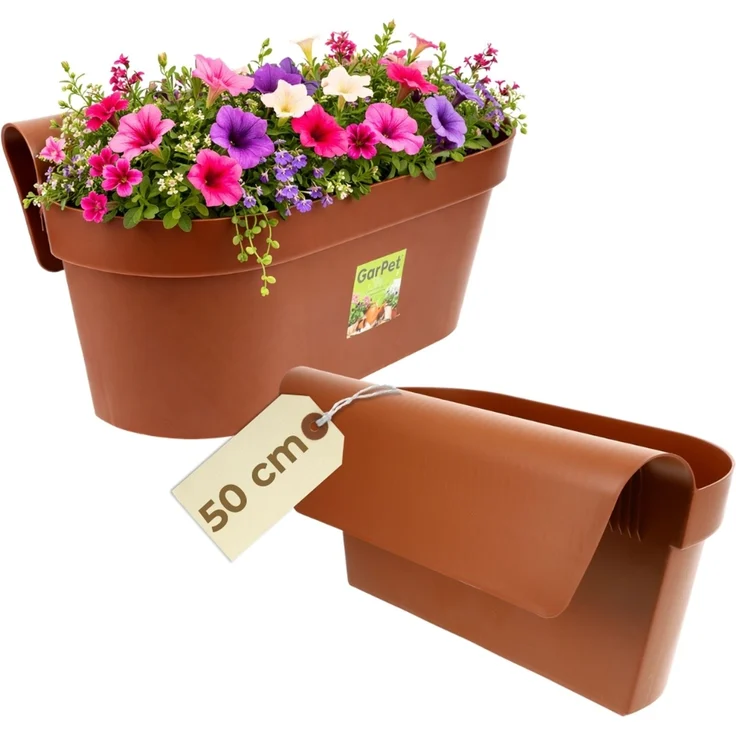 GarPet Balkonkasten Geländerkasten Balkon mit Wasserspeicher Blumen Topf Kasten Terracotta – Bild 1