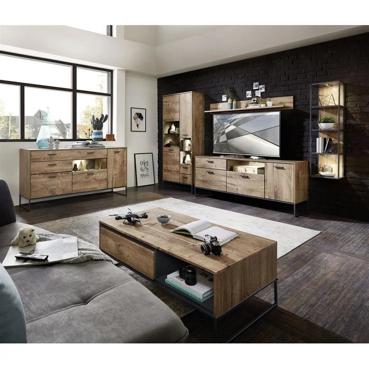 Wandboard >Manhattan< in Haveleiche Cognac - 155x20x25cm (BxHxT) – Bild 2