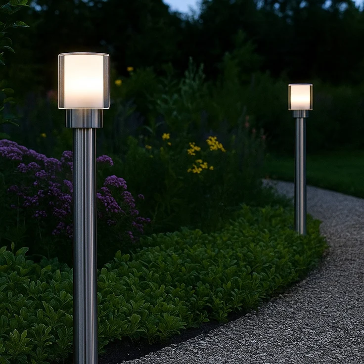RGB LED Stehleuchte, Edelstahl, silber, weiß, H 80 cm – Bild 3
