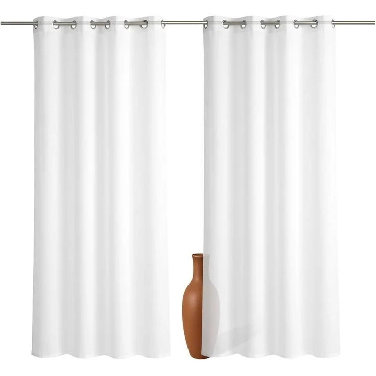 2er Set Ösenvorhang Voile 245 cm weiß transparent - Farbe: Weiss – Bild 1