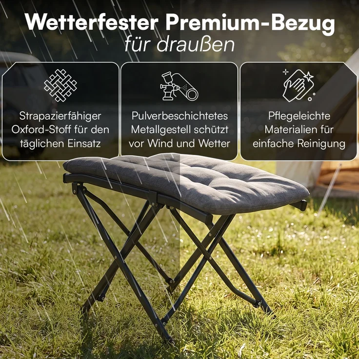 STEELSØN 'Hoggar' Hocker faltbar, bis 100 kg, gepolsterter Klapphocker, Fußhocker 46 cm hoch – Bild 5