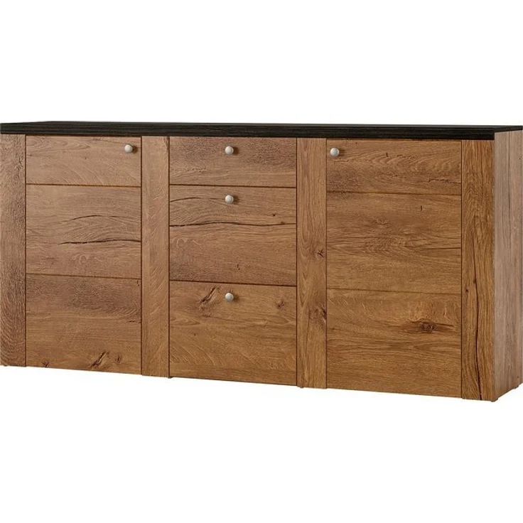 Home affaire Sideboard Larona, zeitlose Kommode mit 2 Türen, 3 Schubkästen, Türkommode, Höhe 84 cm, viel Stauraum, Anrichte mit dekorativer Rahmenoptik – Bild 4