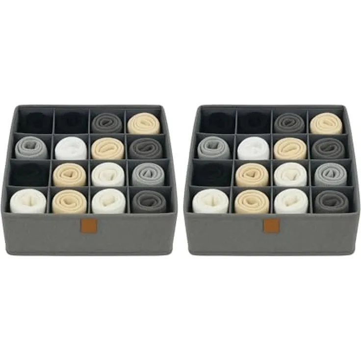 hausleben Organizer Aufbewahrungsboxen – 16 Fächer – 30x30x15 cm (2 St), Faltbar - stabil, kartonverstärkt