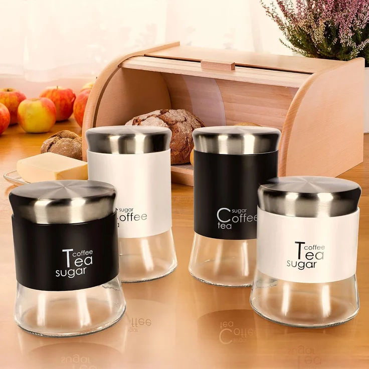 KADAX Glasbehälter für Kaffee, Tee, Zucker, mit Deckel, Schwarz, 1000 ml – Bild 10