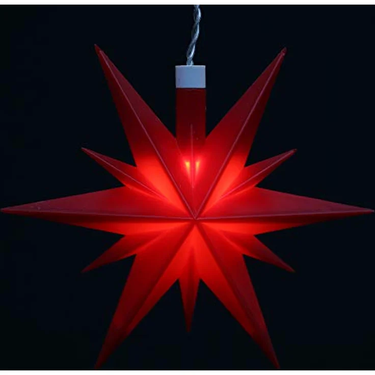 ***3er Set Weihnachtssterne aus Kunststoff in rot, inkl. LED Beleuchtung und 6h Timer, für Batteriebetrieb, für Innen und Außen geeignet. Maße je Stern L/B/H: 13,5 x 5,5 x 12 cm. – Bild 3
