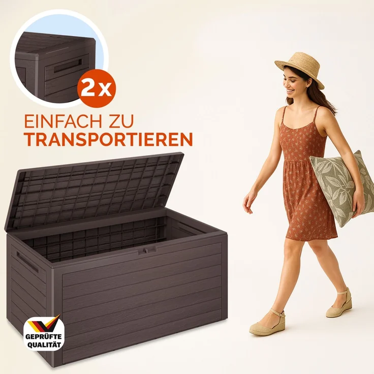 Casaria Auflagenbox Kissenbox Aufbewahrungsbox Woody Holzoptik Braun – Bild 7