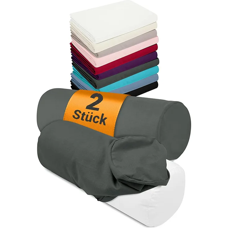 npluseins 2er Pack Bezüge und/oder Nackenrolle - ca. 40x15 cm - 1467. 2080, 1 Pack (2 Stück) - Bezüge in Titanium