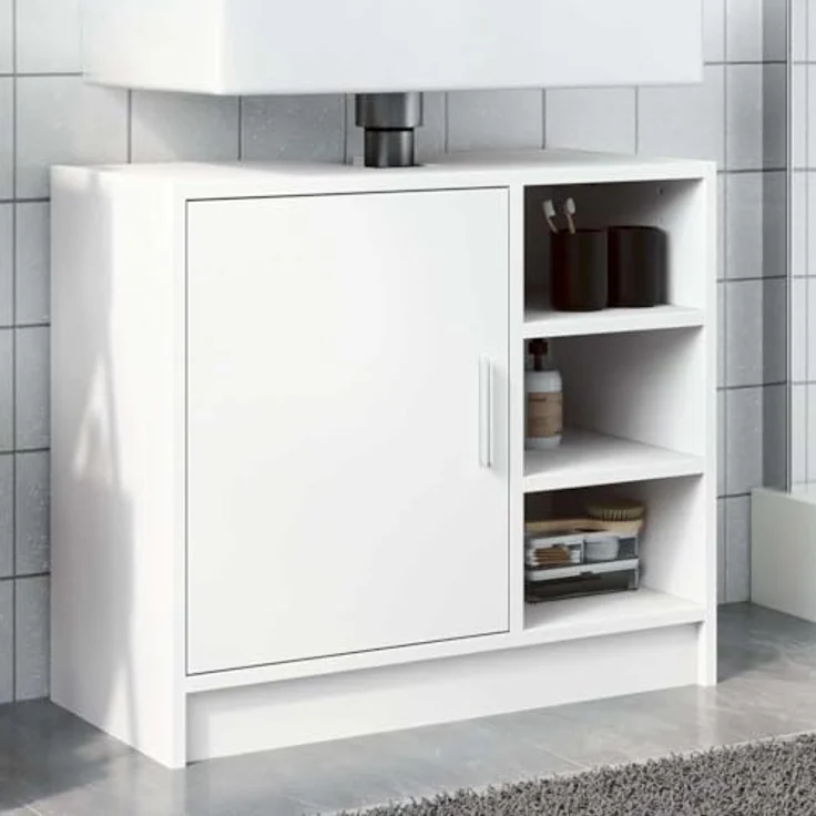 vidaXL Waschbeckenunterschrank Weiß 63x29x55 cm Holzwerkstoff 848129 – Bild 3