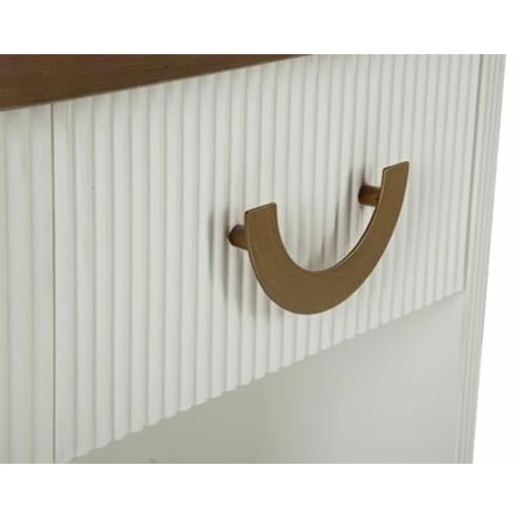 Dmora Nachttisch Bianzano 48 x 40 x 62 cm Weiß 2 Böden, 1 Schublade – Bild 6