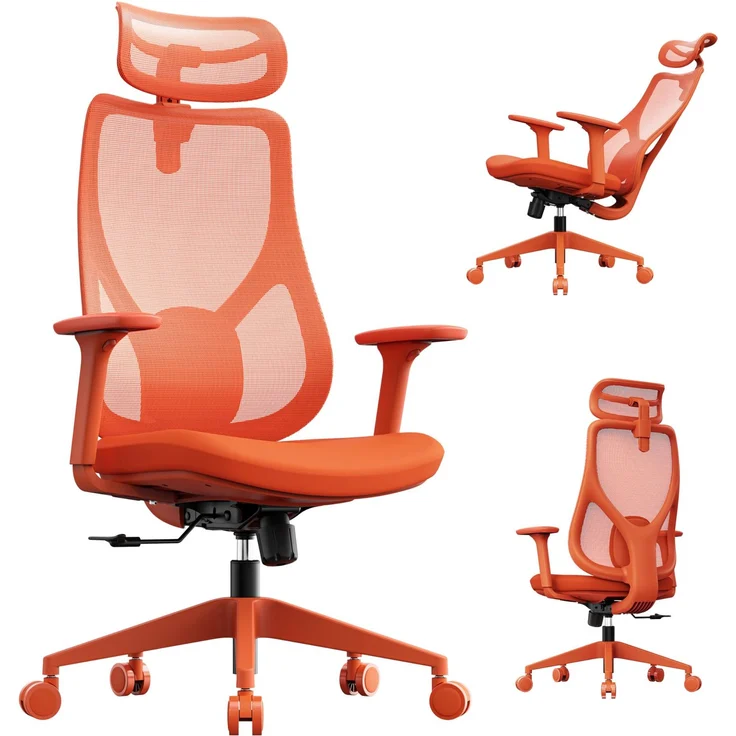 SENSE7 Gaming Stuhl Bürostuhl Ergonomisch Schreibtischstuhl Office Chair Chefsessel Drehstuhl Schreibtischsessel Verstellbar für Home Office Gamer bis 150kg Computerstuhl Bürosessel - MOYO Orange