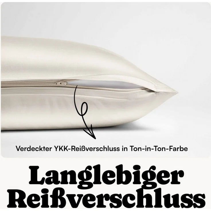 Seralino Bettwäsche Mako Satin Bettwäsche (100% Bio Baumwolle) mit Kissenbezug, 3 teilig, Fairtrade/ GOTS zertifiziert, uni Bettwäsche Set mit Reißverschluss – Bild 4