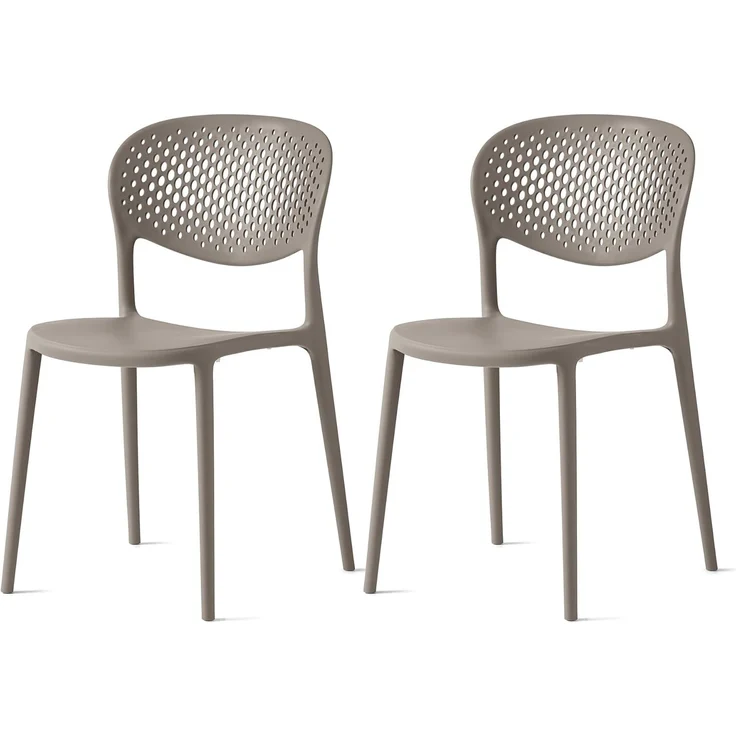 Connubia, 2 Stühle Abby mit gelochter Rückenlehne, aus recyceltem Polypropylen, 100% Taupe matt – Bild 1