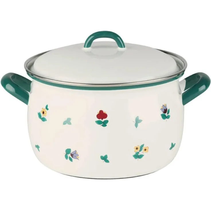 Riess Emaille Country Gmundner Streublumen Fleischtopf mit Deckel Ø20 cm 3,5 Liter