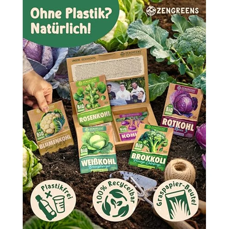 ZenGreens® - Bio Kohlgemüsesamen im 6er Set - 6 Kohl Gemüse Samen für den einfachen Anbau im Garten, Balkon oder Hochbeet - Pflanzensamen - Saatgut – Bild 4