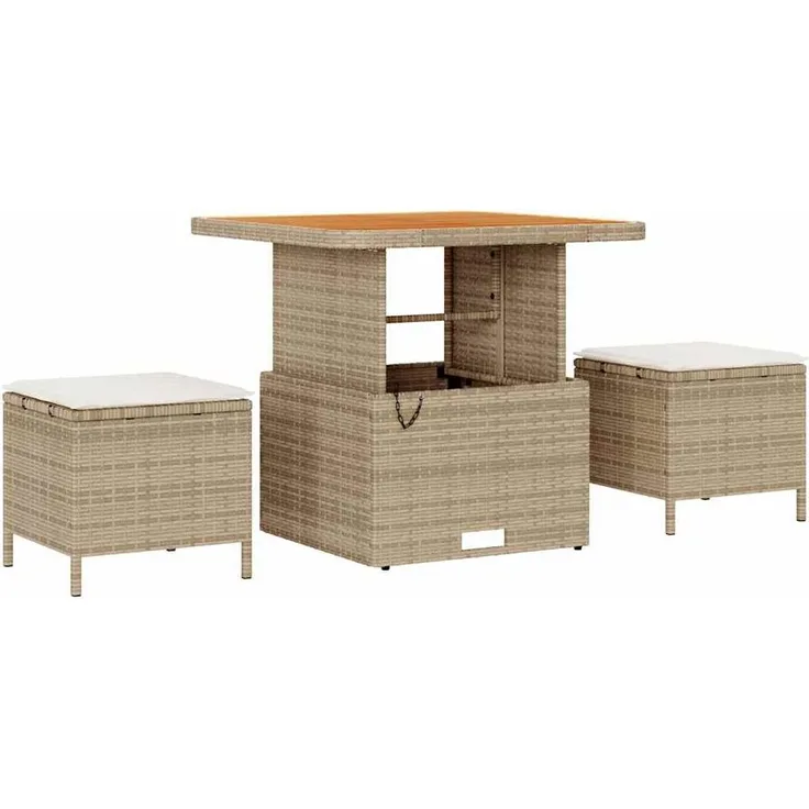 vidaXL Garten Essgruppe Beige Poly-Rattan 42007913
