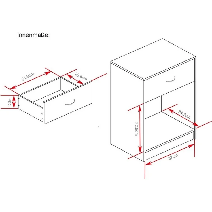 HTI-Line Nachtkommode Nachtschrank Nina mit Schublade (Stück, 1 St, 1 Nachtschrank), Nachttisch Nachtkommode Nachtkonsole – Bild 2