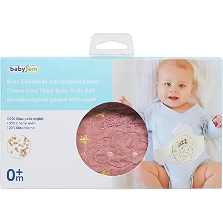 Babyjem Kirschkernkissen Baby Bauchgurt, Rosa | Natürlicher Wärmegürtel, Gegen Koliken und Blähungen, Waschbarer Bezug, 100% Natürliche Kirschkernfüllung – Bild 5
