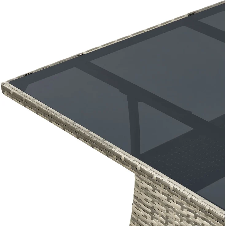 Juskys Polyrattan Gartentisch Yoro wetterfest - Balkontisch 80x80 cm eckig - Rattan Beistelltisch mit Glasplatte - kleiner Tisch für Balkon - Grau – Bild 5