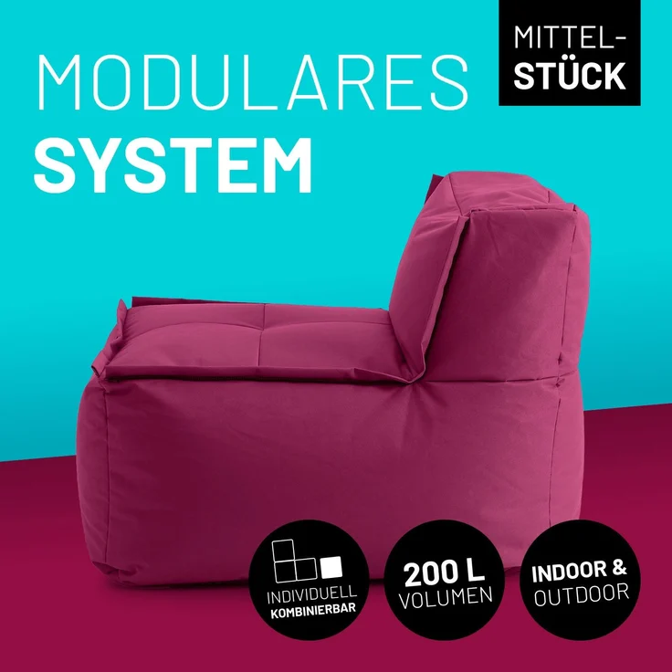Lumaland Sitzsack-Sofa, Polyester, Mittelteil, Rotwein, 70 x 81 x 54 cm – Bild 2