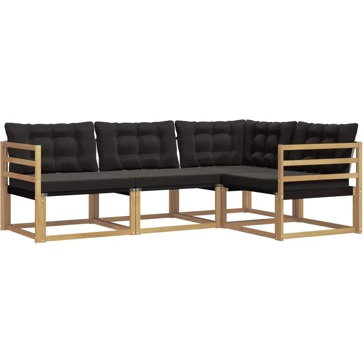 vidaXL Outdoor-Sofagarnitur 4 stk. Weiß und Schwarz 3388626 – Bild 2