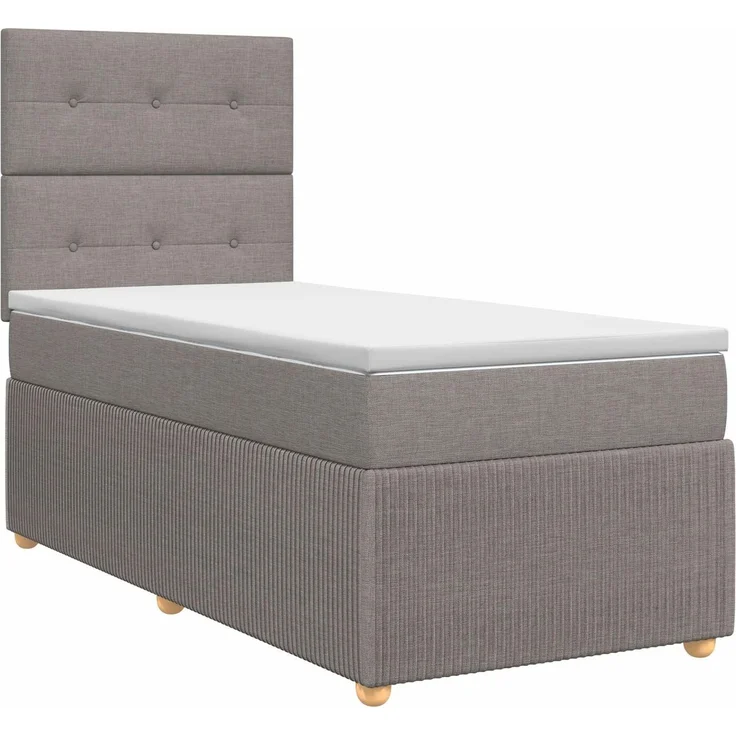 vidaXL Boxspringbett mit Matratze mit Kopfteil Taupe 90 x 190 cm Stoff 3454288 – Bild 1