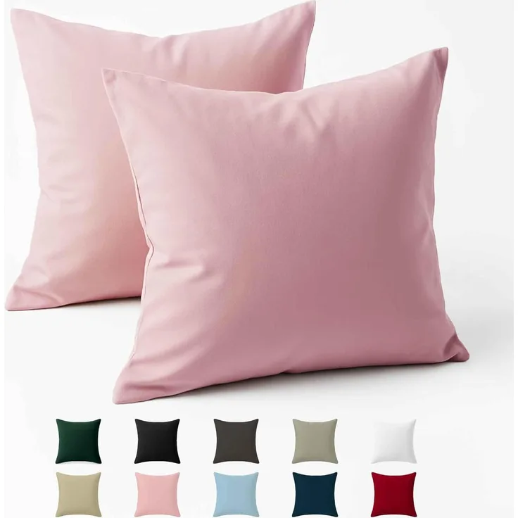 Kissenbezug 80x80 Baumwolle Renforcé (2er-Set) - Rosa - Dicht gewebt mit 57 Fäden/cm² - Kissenbezug 80x80 cm - Oeko Tex Zertifiziert - Dreamzie