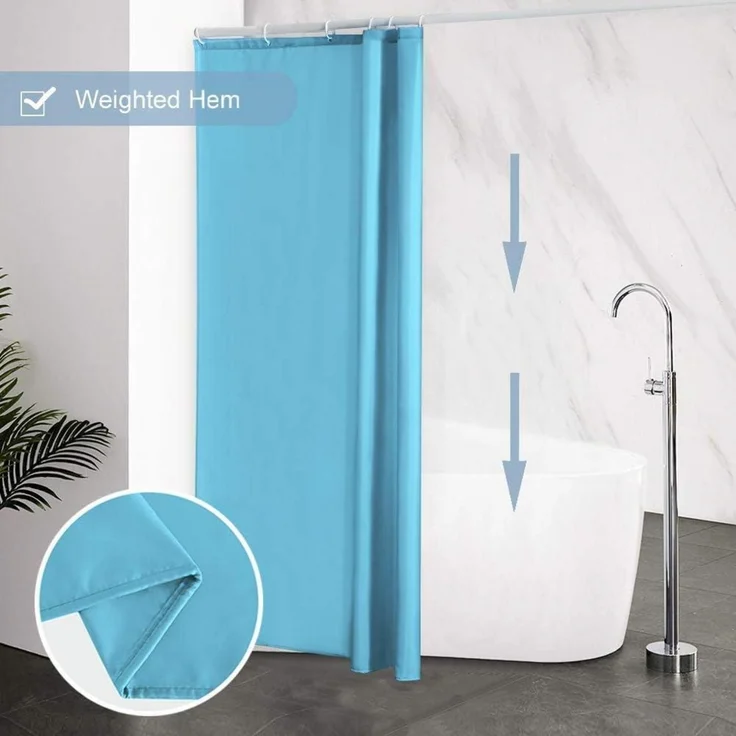 Schmaler Duschvorhang aus Polyester Aquamarine 85x180cm & 6 Duschvorhangringen – Bild 5