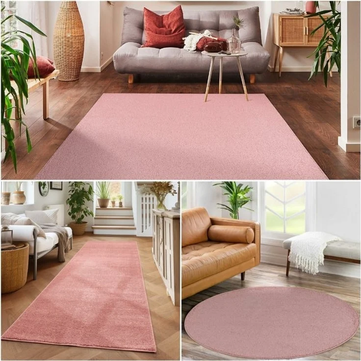 Carpettex Veloursteppich Unicolor - Einfarbig, Läufer, Höhe: 11 mm, Einfarbig Kurzflor Teppich Wohnzimmer verschiedene farben und größen – Bild 4