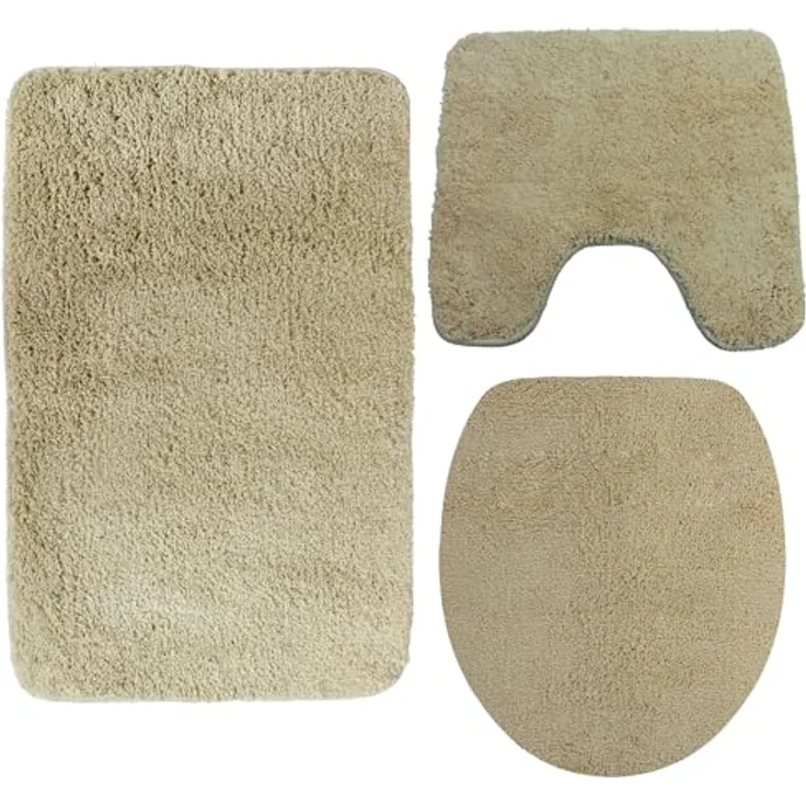 NYVI Badematte Badematten Set 3 teilig NYVISpa Lasalle Badezimmerteppich Set, Höhe 20 mm, Polyester, Badematte 50x80 + WC Vorleger mit Ausschnitt 45x50 + WC Deckelbezug – Bild 1