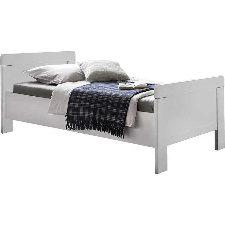 Bett NADJA Bettgestell Einzelbett für Schlafzimmer in weiß 90x200