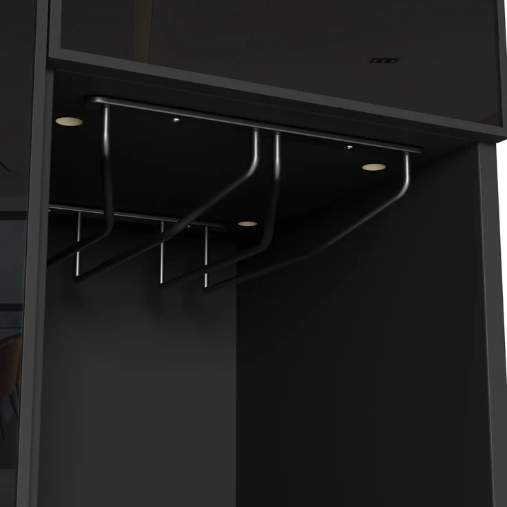 Vitrine 60 x 36 x 160 cm aus MDF und PB mit LED-Beleuchtung, Glastüren und Weinregal – Bild 10