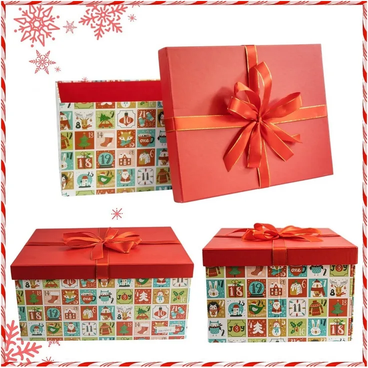 hausleben Geschenkbox Geschenkkarton mit Deckel – Faltbare Geschenkbox (2 St), Stabiler Karton mit Deckel für große Geschenke