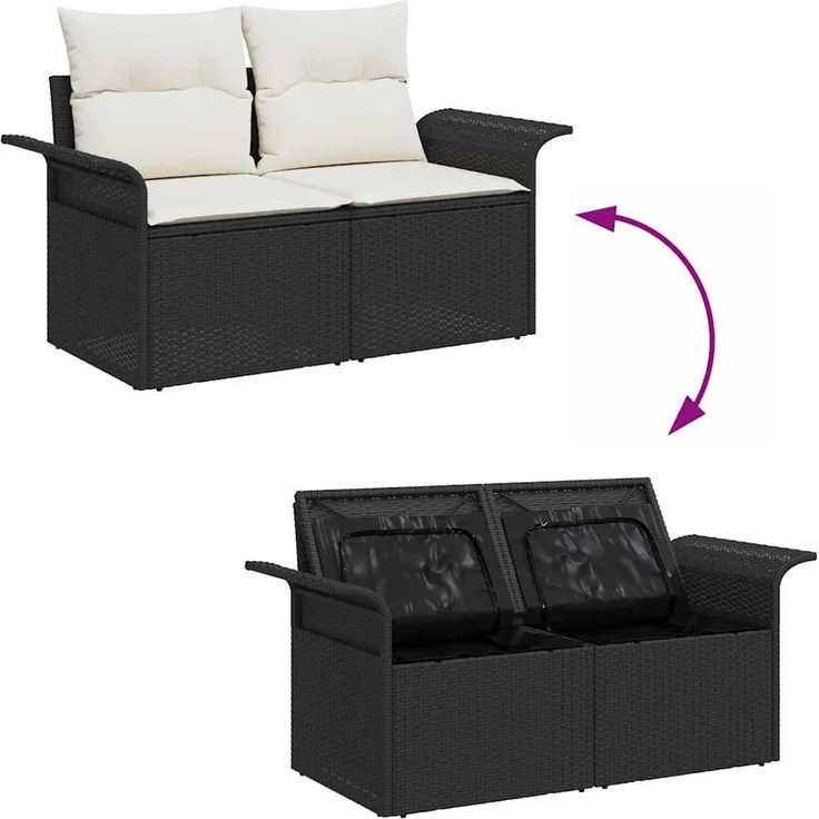 vidaXL Gartensofa-set mit Kissen mit Speicher 4 pcs Poly Rattan 3360178 – Bild 9
