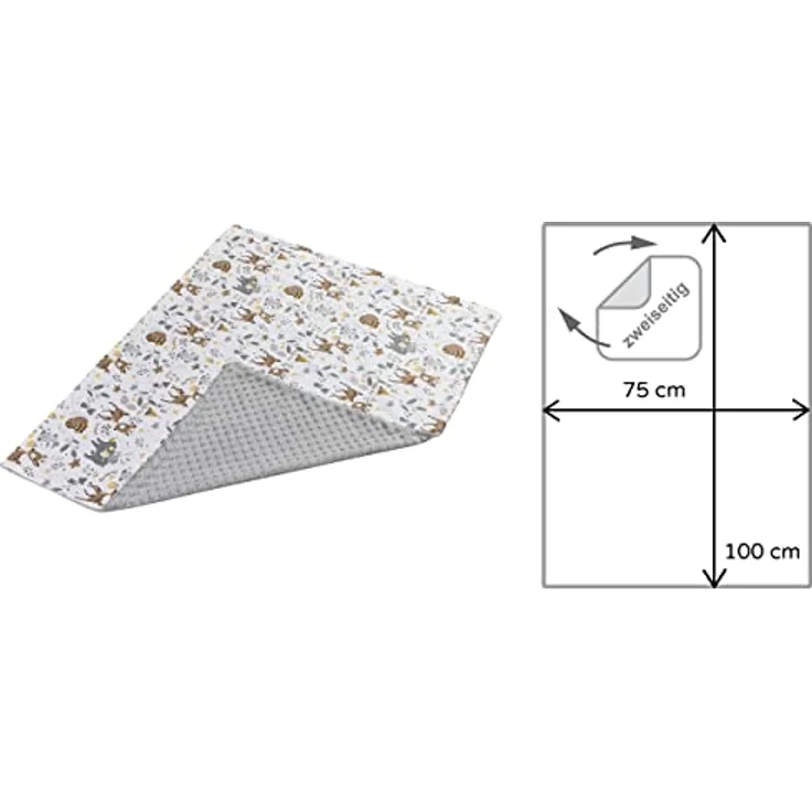 Medi Partners Babydecke Baby Decke Neugeborenen - Kuscheldecke Geschenk Babydecken 75x100cm für Kleinkinder Mädchen Krabbeldecke Kinderbett Kinderwagen 100% Baumwolle (REH mit grauem Minky) – Bild 4