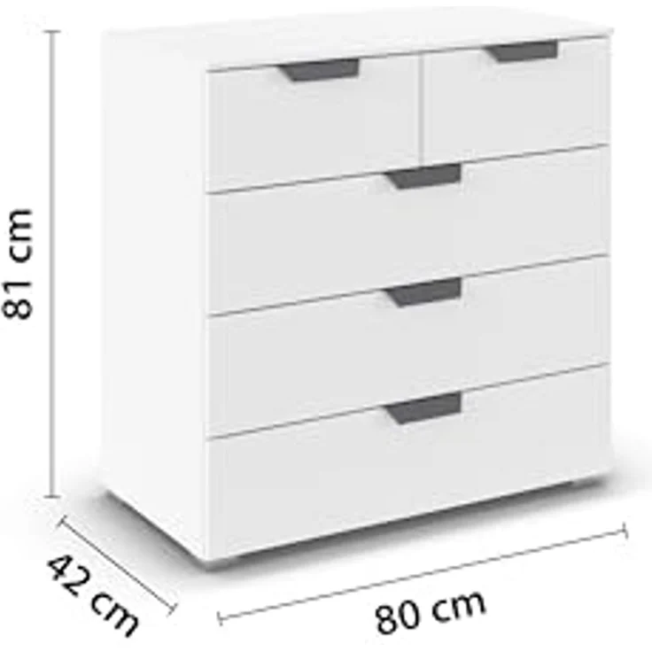 rauch Aditio Box, Kommode, 5 Schubladen, mit Softclose-Funktion, Farbe Weiß, BxHxT 80x81x42cm – Bild 3