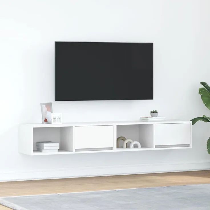 2 pcs TV-Schrank, Lowboard TV Weiß 80x31x25,5 cm Holzwerkstoff