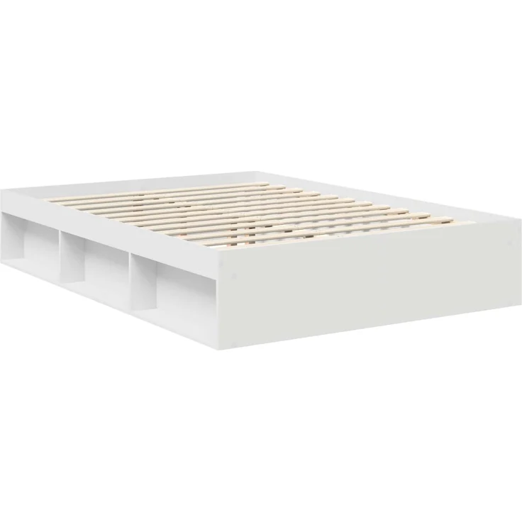 vidaXL Bettrahmen mit Kopfteil Weiß 140 x 190 cm Massives Kiefernholz 3410600 – Bild 4