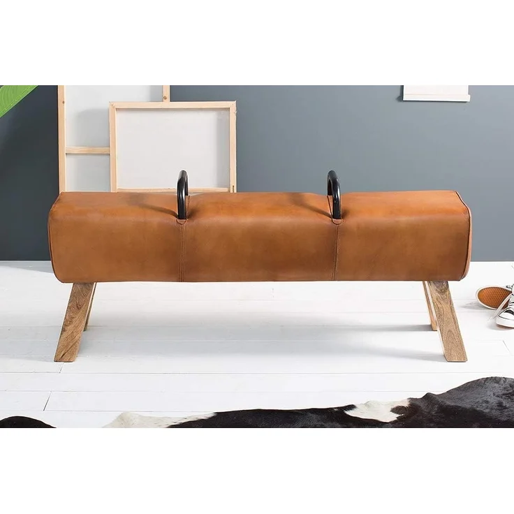 riess-ambiente Sitzbank TURNBOCK 134cm hellbraun, mit Echtleder-Bezug – Bild 6