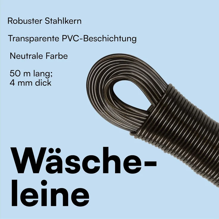 H&S Wäscheständer Stabile Wäscheleine für den Außenbereich - 50m Länge – Bild 4