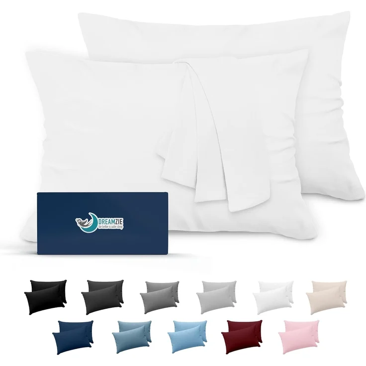 Dreamzie Kissenbezug 50x70 Weiß 2er Set Mikrofaser Oeko-TEX Zertifiziert Kopfkissenbezug 50x70 Weich
