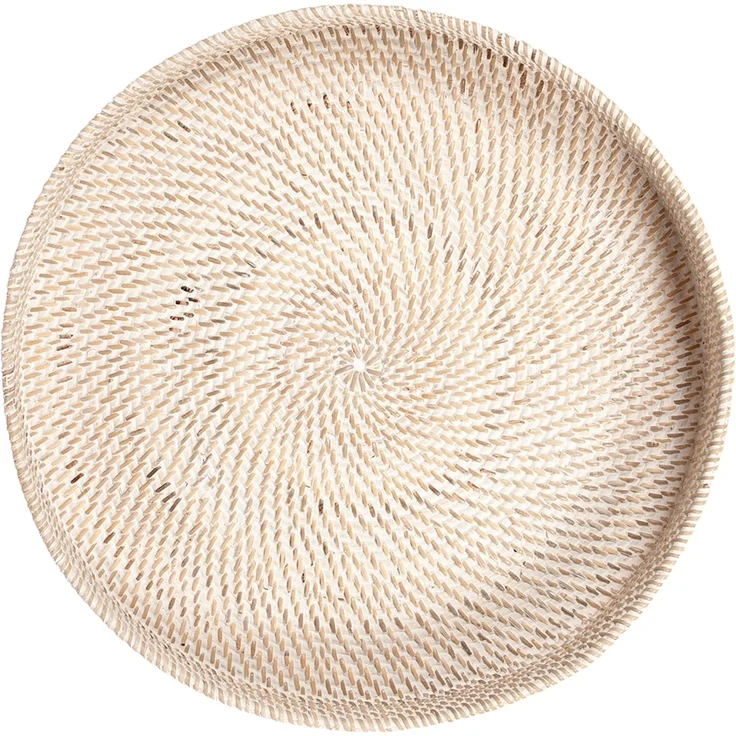 Tablett LOMBOK White Wash D45cm Tischtablett Dekotablett Handarbeit Geflochten – Bild 3