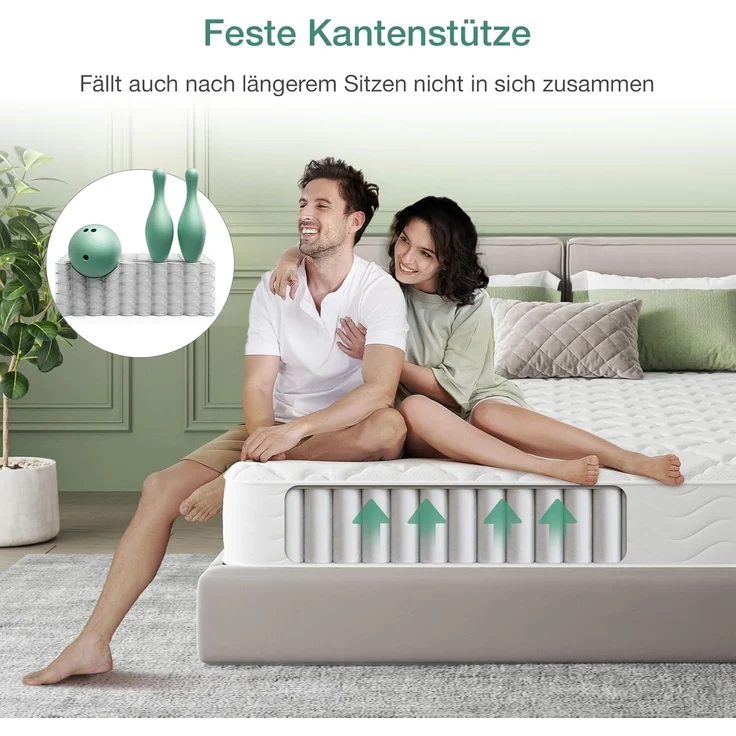 Novilla Taschenfederkernmatratze H3 160x190 7 Zonen Matratze mit Komfortschaum CertiPUR US Federkernmatratze 20cm Mittelfest – Bild 8